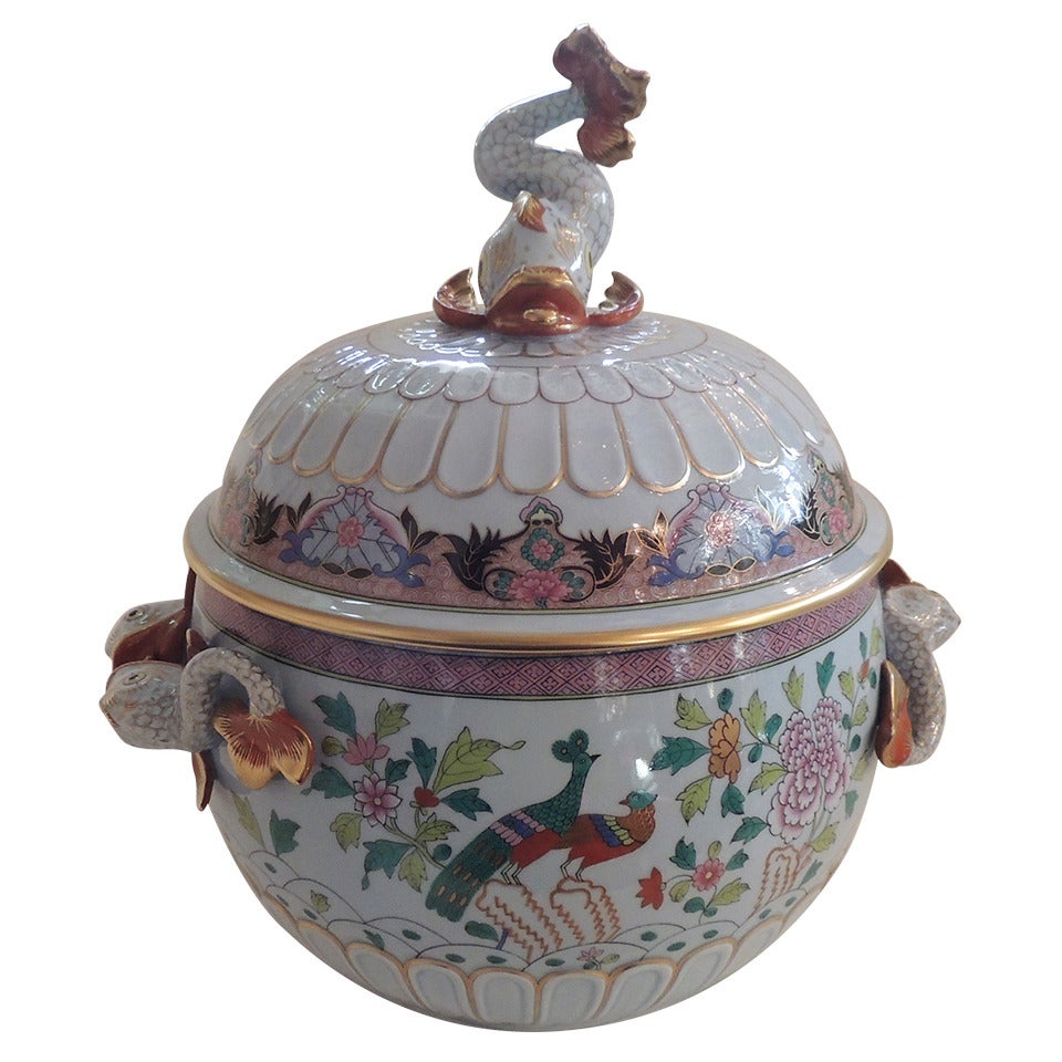 A Wonderful & Rare Herend Covered Tureen With Dolphin Handles