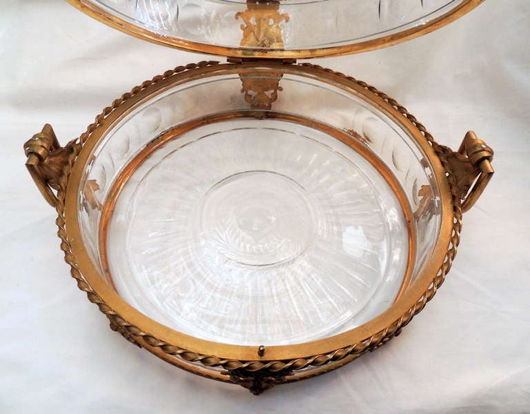 Unusual 19th Century French Ormolu Dore Bronze & Cut Crystal Dome Top Box 3
