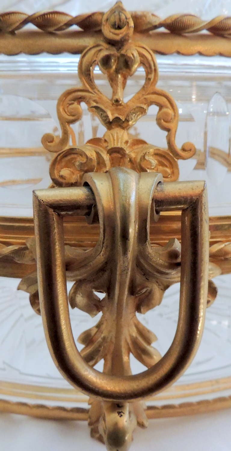 Unusual 19th Century French Ormolu Dore Bronze & Cut Crystal Dome Top Box 5