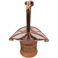 French Dore Bronze & Crystal Basket