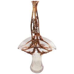 French Dore Bronze & Crystal Basket