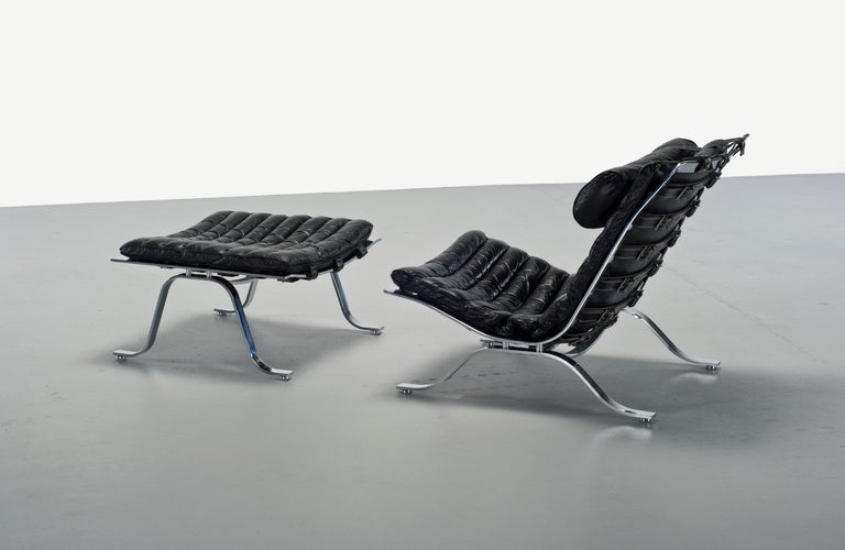 Swedish Ari Lounge Chair and Ottoman by Arne Norell For Sale