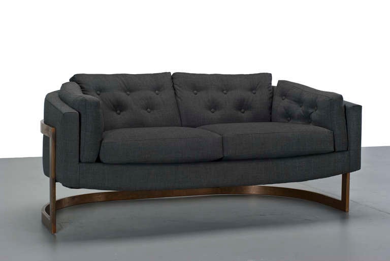 American Milo Baughman Bronze Cantilever Sofa