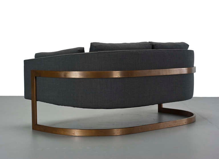 Wool Milo Baughman Bronze Cantilever Sofa