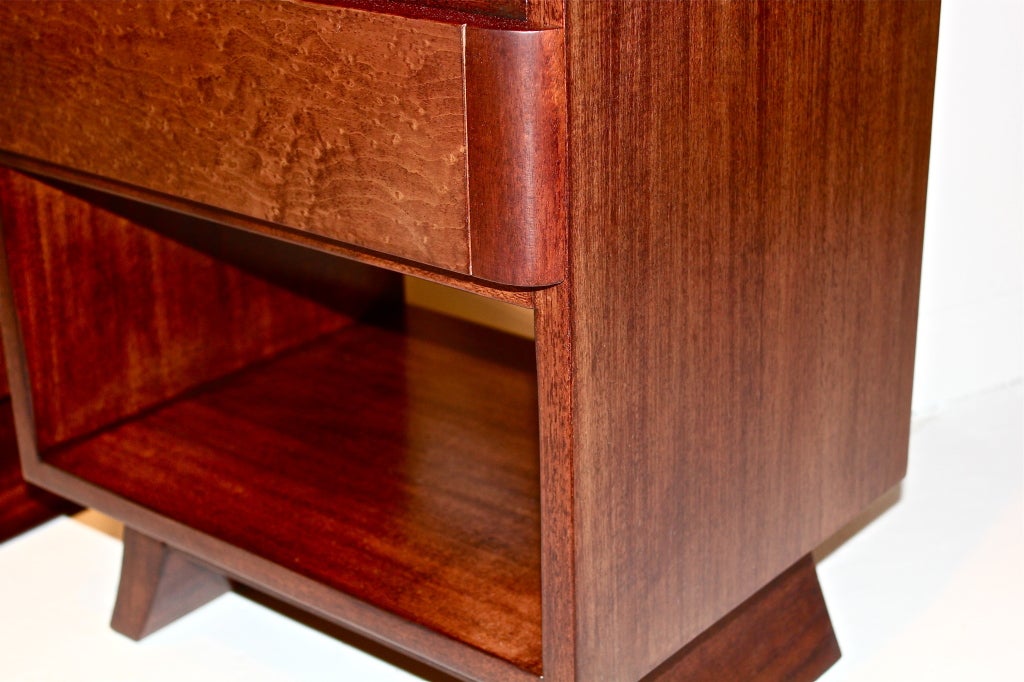 Mahogany pair of nightstands by Eliel Saarinen