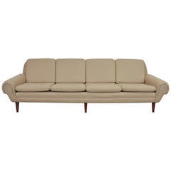 Danish Four-Seat Sofa Upholstered in Tan Knoll Felt Fabric 2