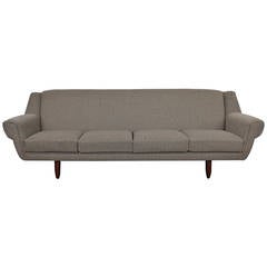 Vintage Danish Mid-Century Modern Four-Seat Sofa by Leif Hansen