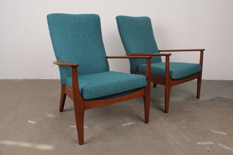 Wood Pair of English Mid Century Modern Lounge Chairs by Parker Knoll.