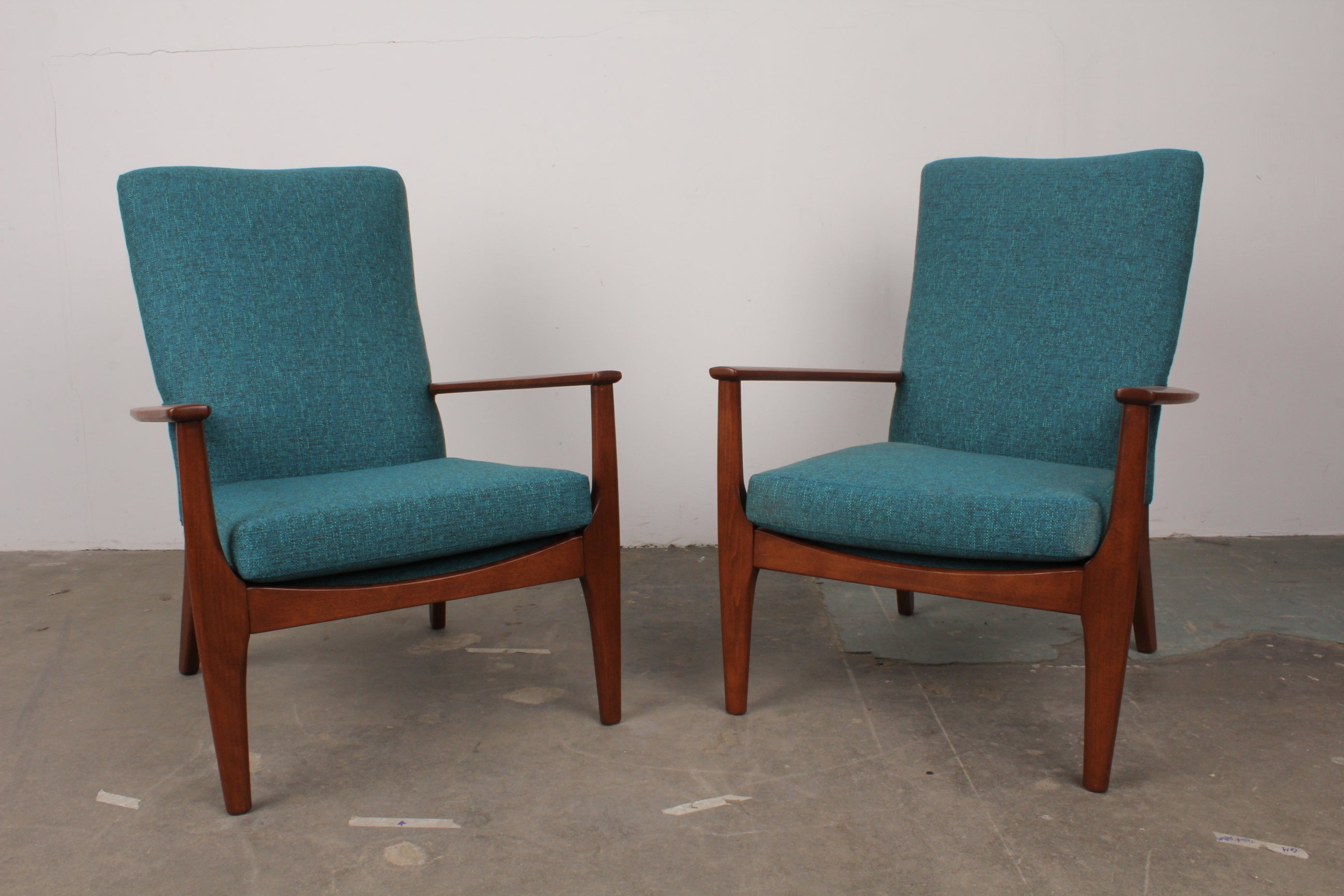 Pair of English Mid Century Modern Lounge Chairs by Parker Knoll.