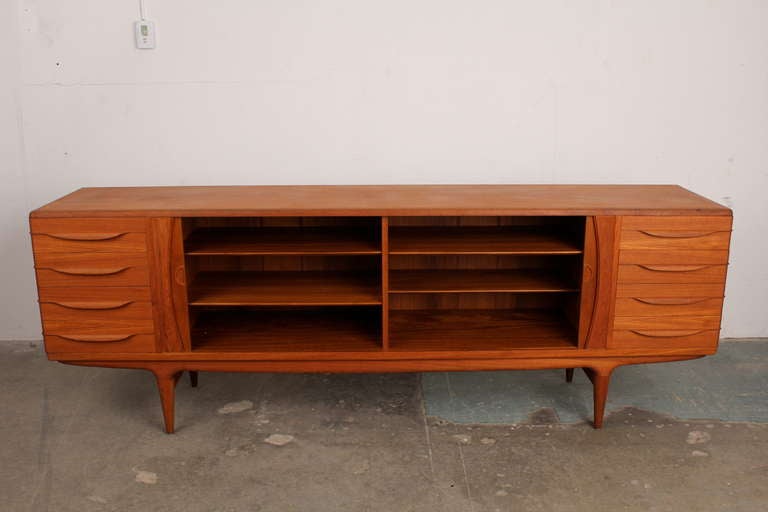 Mid Century Modern Teak Sideboard by Johannes Andersen In Excellent Condition In North Hollywood, CA