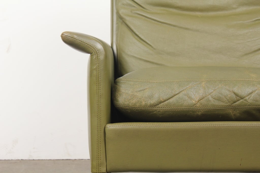 Danish Mid Century Modern Leather Sofa by Hans Olsen