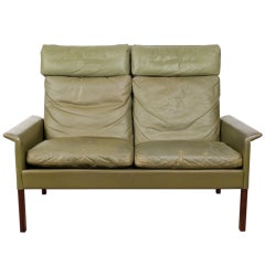 Danish Mid Century Modern Leather Sofa by Hans Olsen