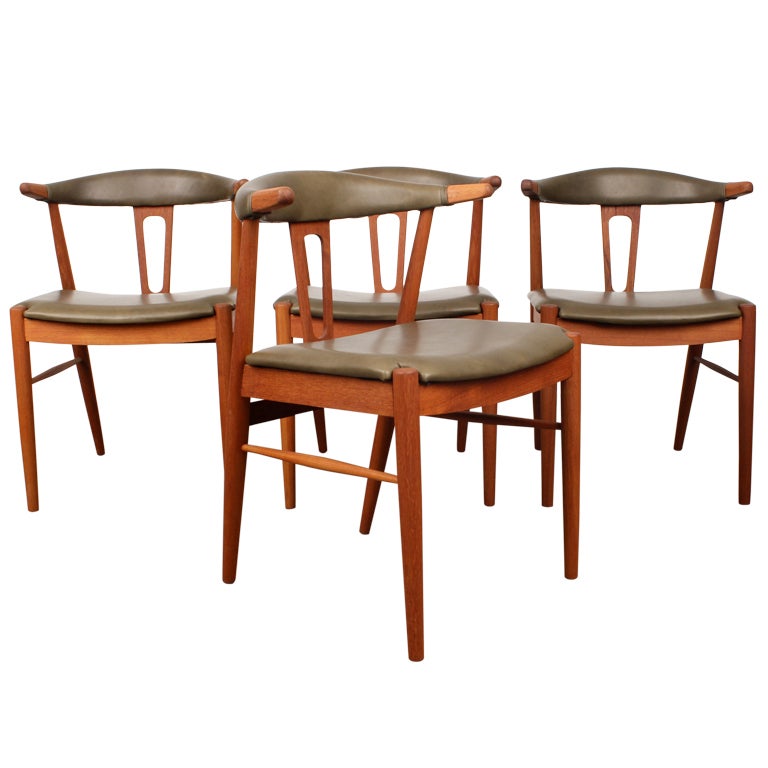 Rare Danish Mid Century Modern Teak Dining Chairs