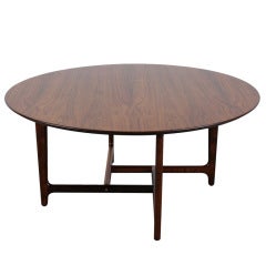 Danish Mid Century Modern round rosewood coffee table.