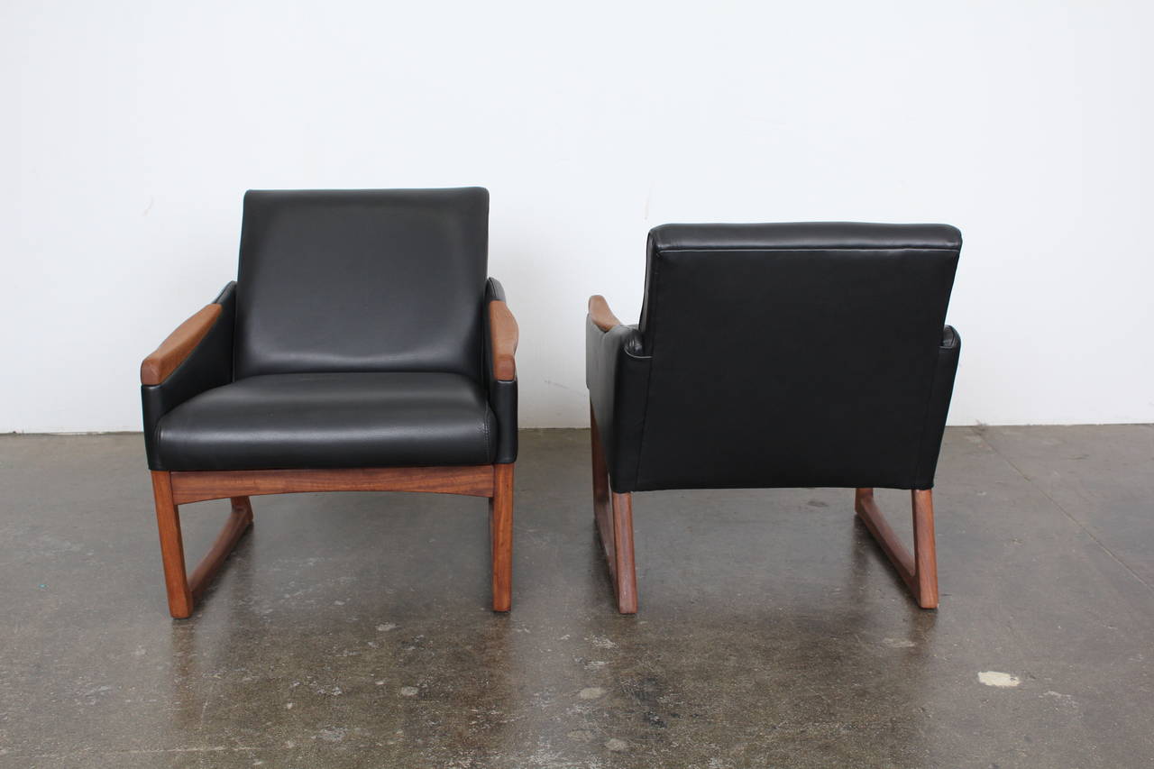 Danish Mid-Century Modern Leather Lounge Chairs