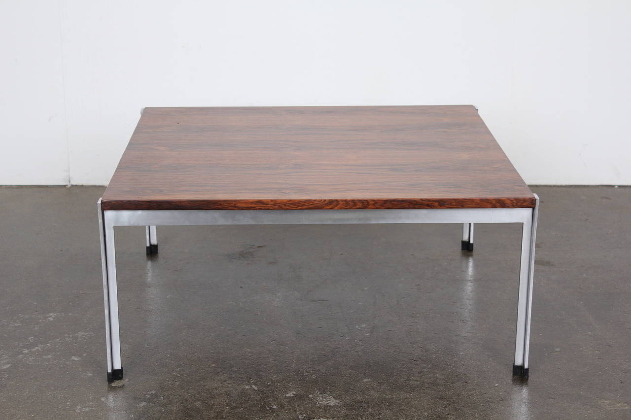 Danish Mid Century Rosewood and Chrome Low Coffee Table