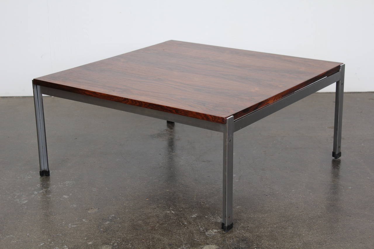 Danish Mid-Century Rosewood and Chrome Low Coffee Table 2