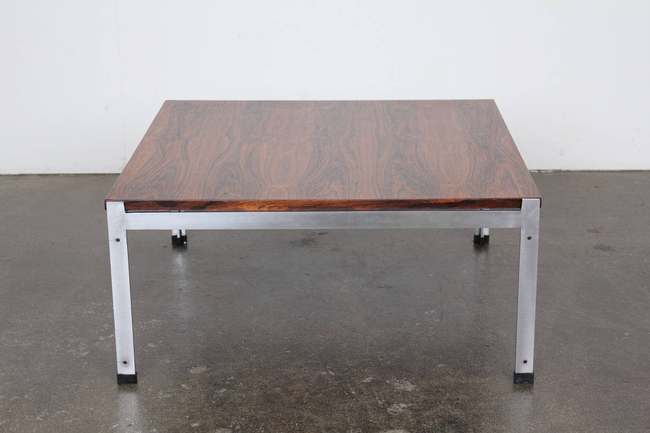 Danish Mid-Century Rosewood and Chrome Low Coffee Table 1