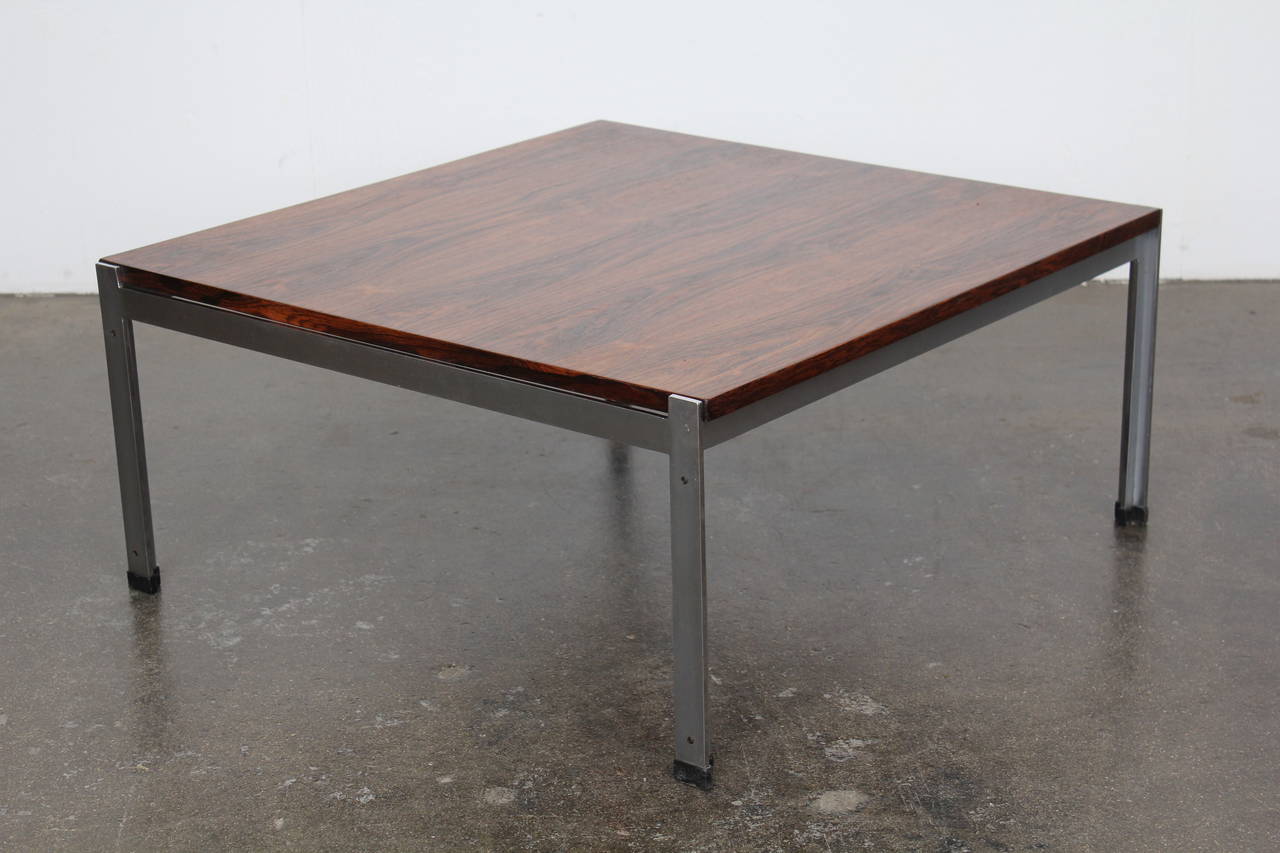 Mid-Century Modern Danish Mid-Century Rosewood and Chrome Low Coffee Table