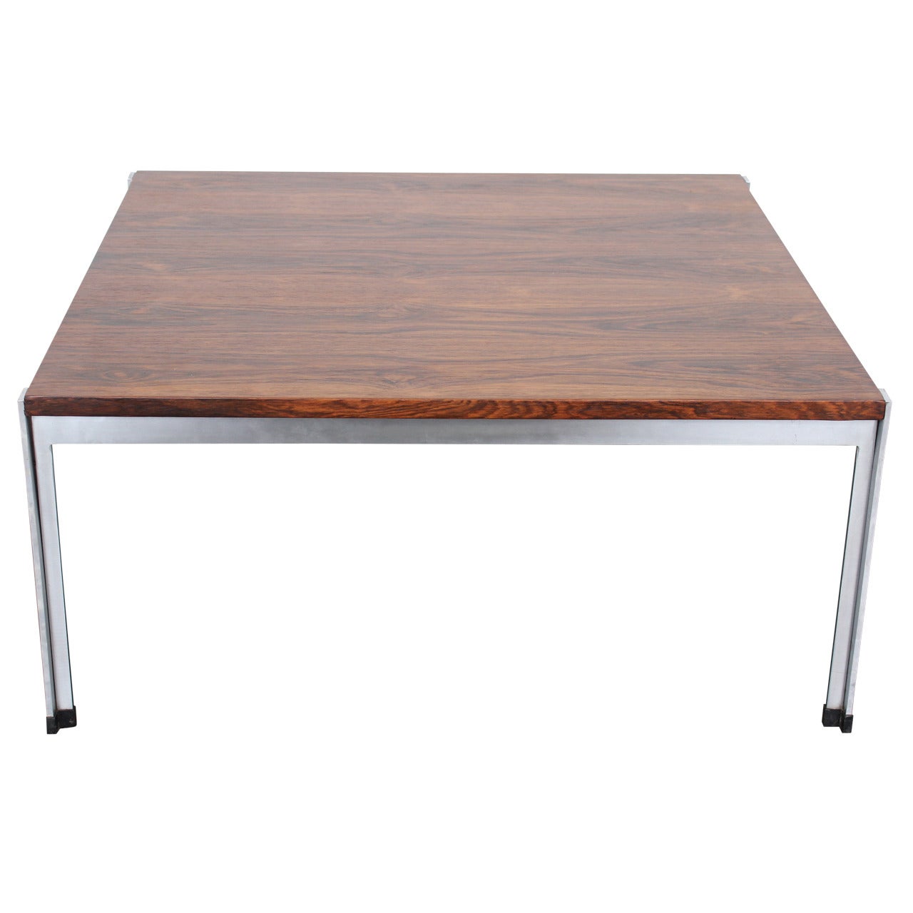 Danish Mid-Century Rosewood and Chrome Low Coffee Table