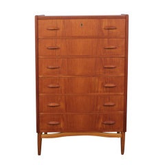 Danish Mid Century Modern Tall Boy Dresser