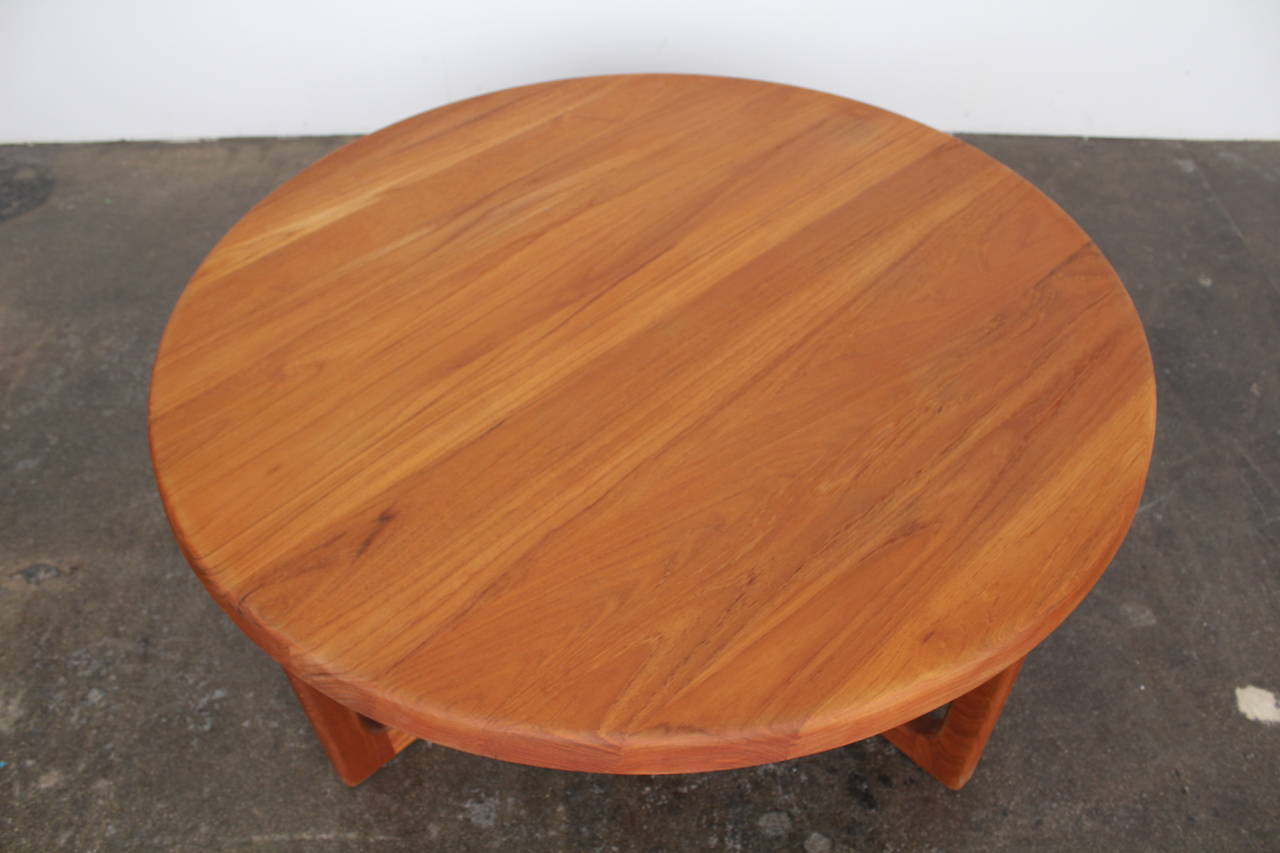 Danish Mid-Century Large Round Solid Teak Coffee Table