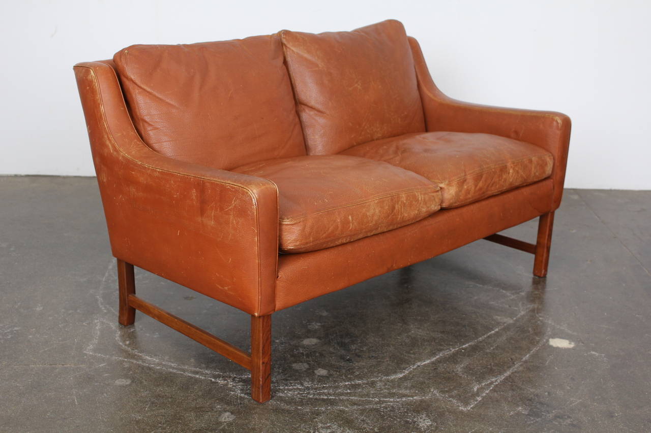 Norwegian Mid-Century Loveseat Designed by Fredrik Kayser In Good Condition In North Hollywood, CA