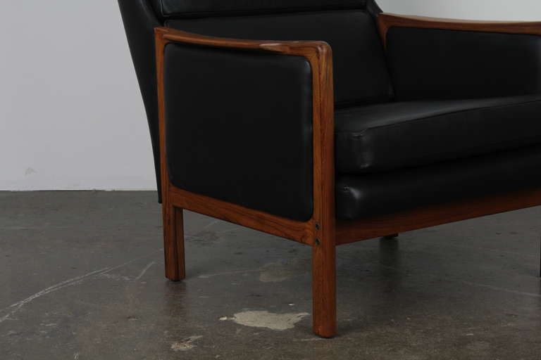 Mid-20th Century Black Leather Midcentury Modern Danish Lounge Chair