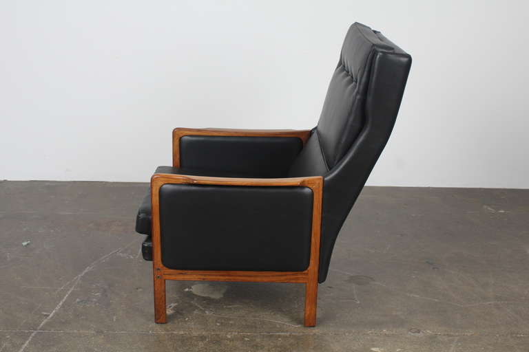 Black Leather Midcentury Modern Danish Lounge Chair 5