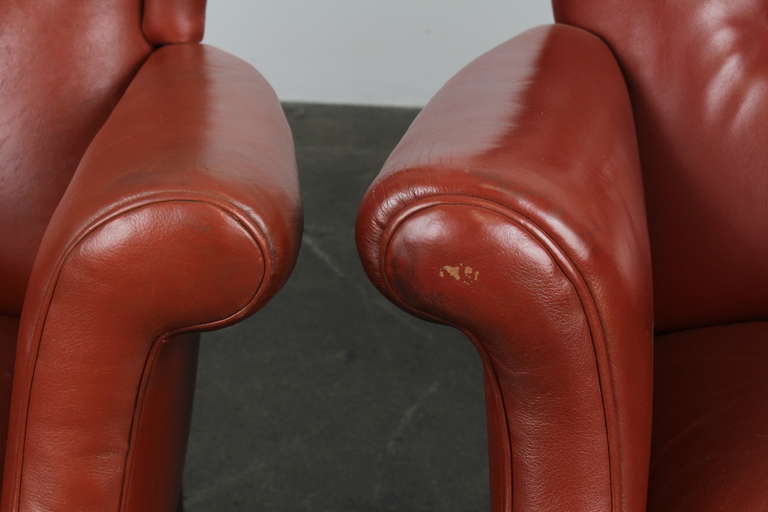 Paid of His and Hers Danish Leather Tufted Lounge Chairs 1