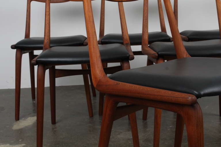 Mid-Century Modern Six Teak Boomerang Dining Chairs by Erik Christensen, Denmark