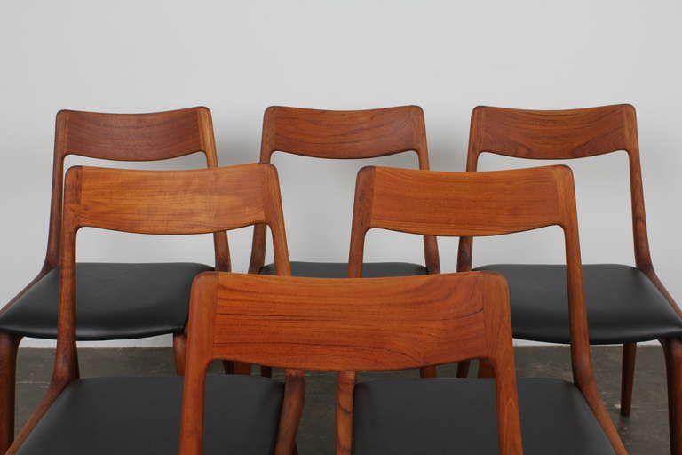 Six Teak Boomerang Dining Chairs by Erik Christensen, Denmark In Excellent Condition In North Hollywood, CA