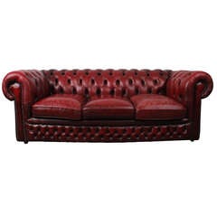 English Vintage Leather Chesterfield