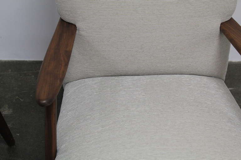 Pair of Danish fabric arm chairs. 1