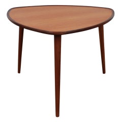Danish mid century modern triangular teak coffee table.