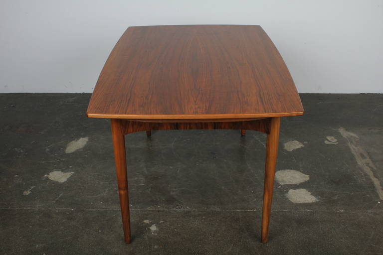 Danish Walnut Draw Leaf, Mid-Century Modern Dining Table