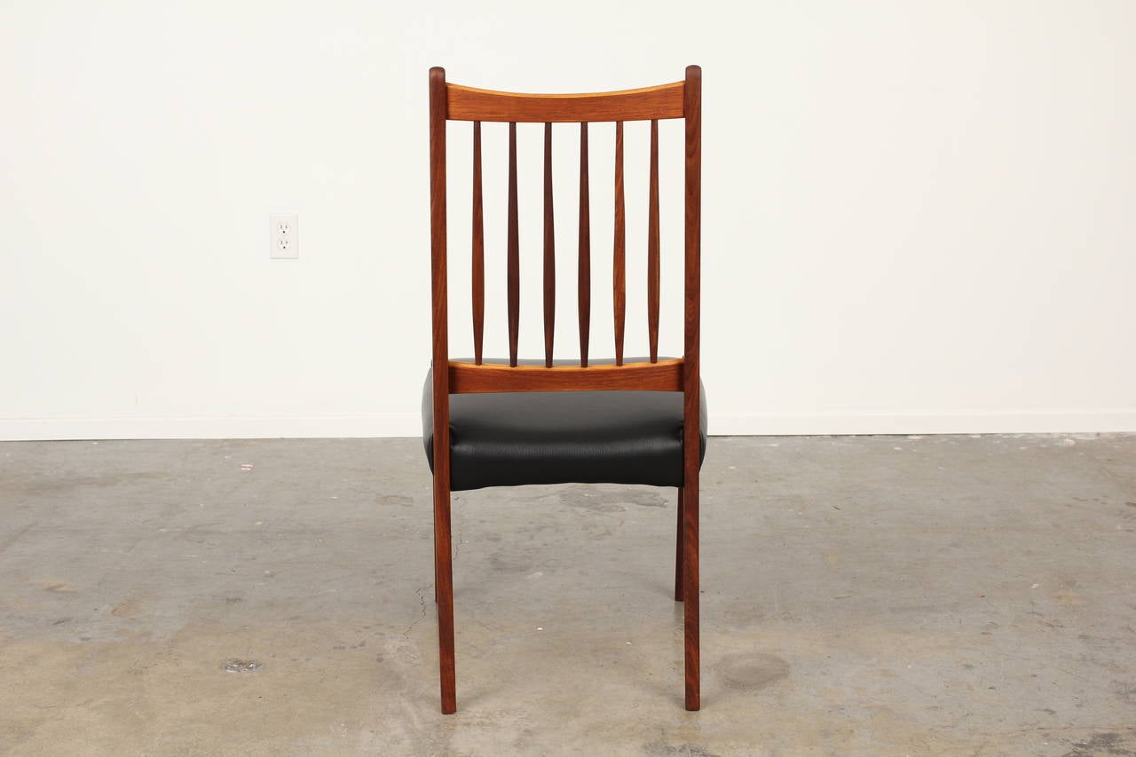 Mid-20th Century Set of 6 Teak and Leather Mid-Century Dining Chairs