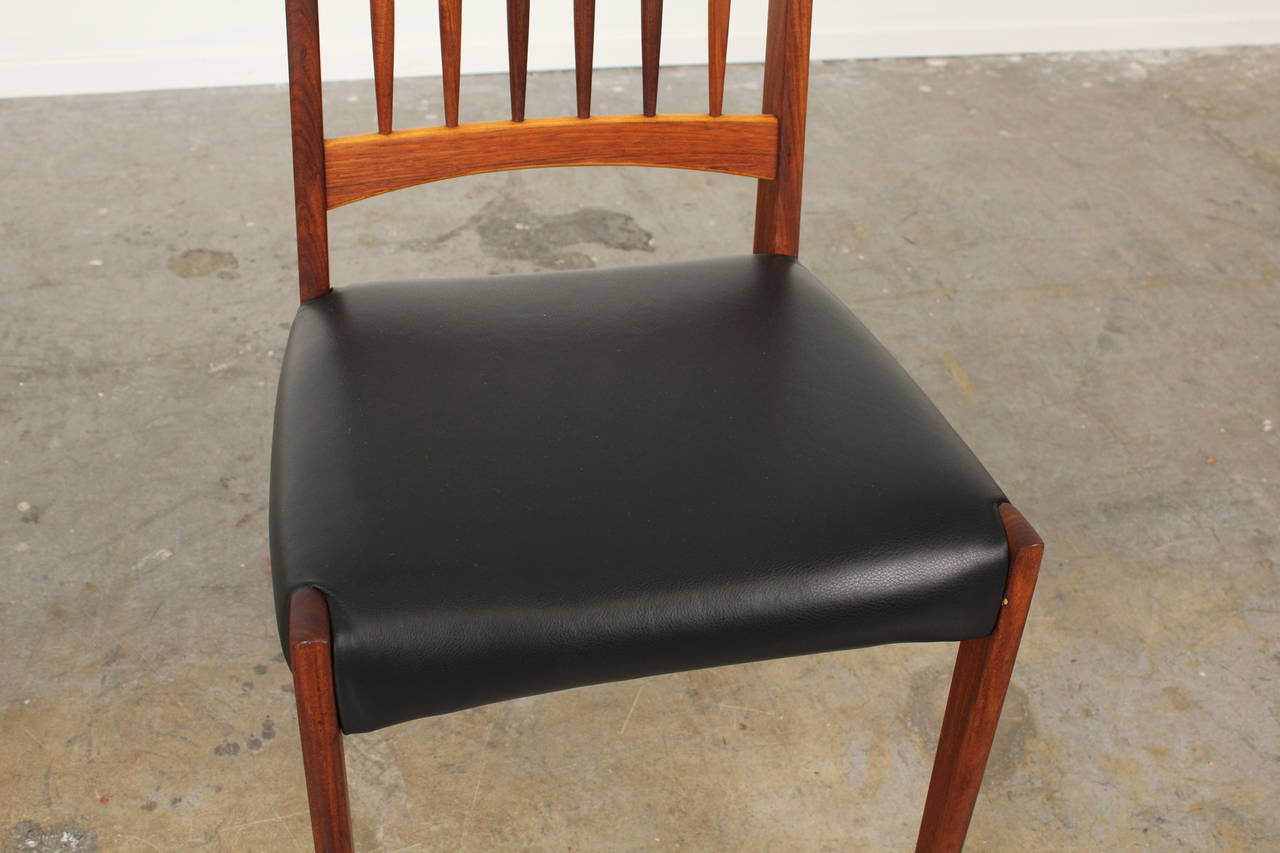 Set of 6 Teak and Leather Mid-Century Dining Chairs 4