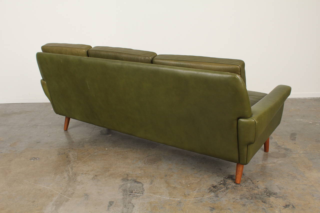 Danish Tufted Mid Century Leather Sofa by Skipper Mobler