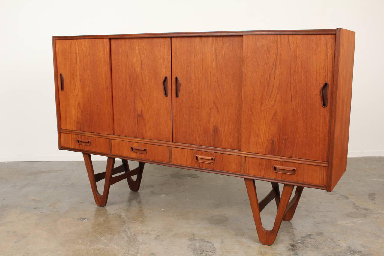 Midcentury Danish Teak Credenza or Buffet with Hairpin Legs 1