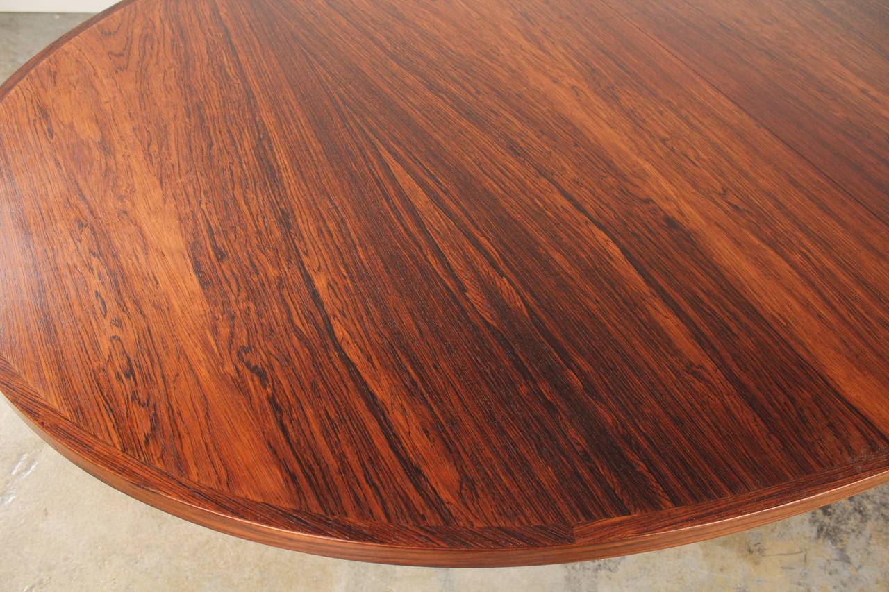 Mid-20th Century Oval Rosewood Mid Century Dining Table by John Mortensen