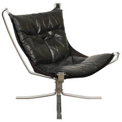Black Leather Falcon Chair by Sigurd Ressell 11