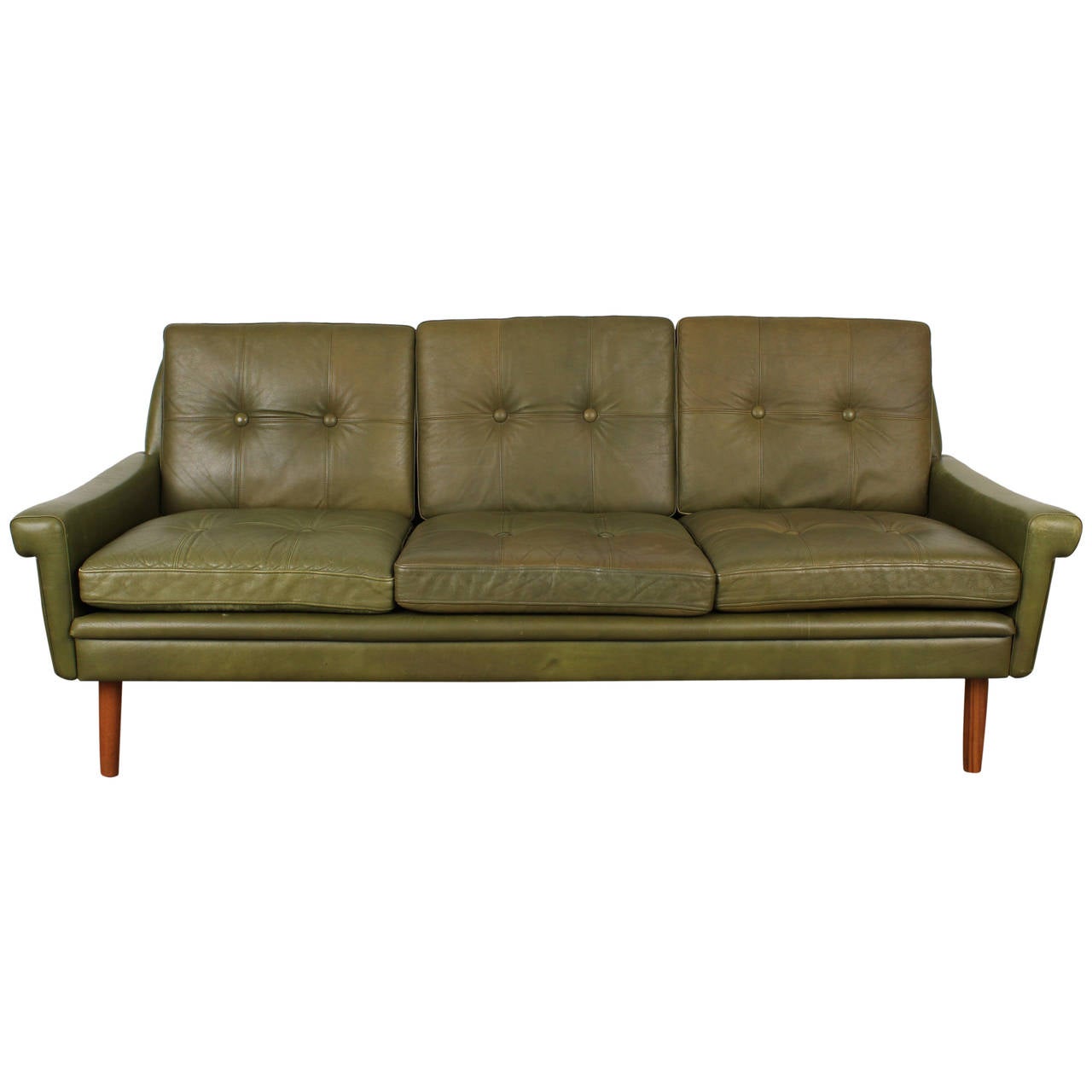 Tufted Mid Century Leather Sofa by Skipper Mobler at 1stDibs