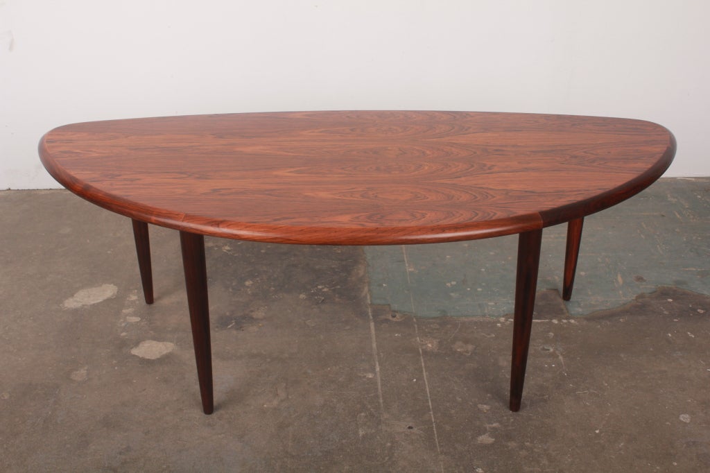 Danish mid century modern organic shaped rosewood coffee table.
