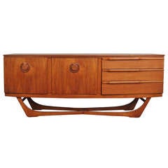 Teak Mid Century Sideboard with curved shaped legs