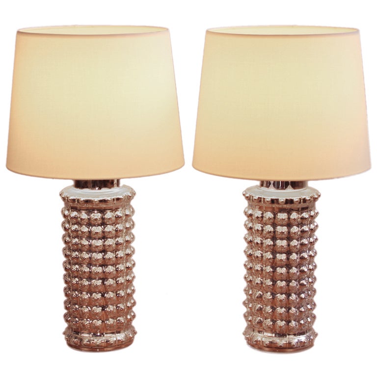 Pair of Danish Modern Mercury Glass Lamps by Helena Tynell for Luxus