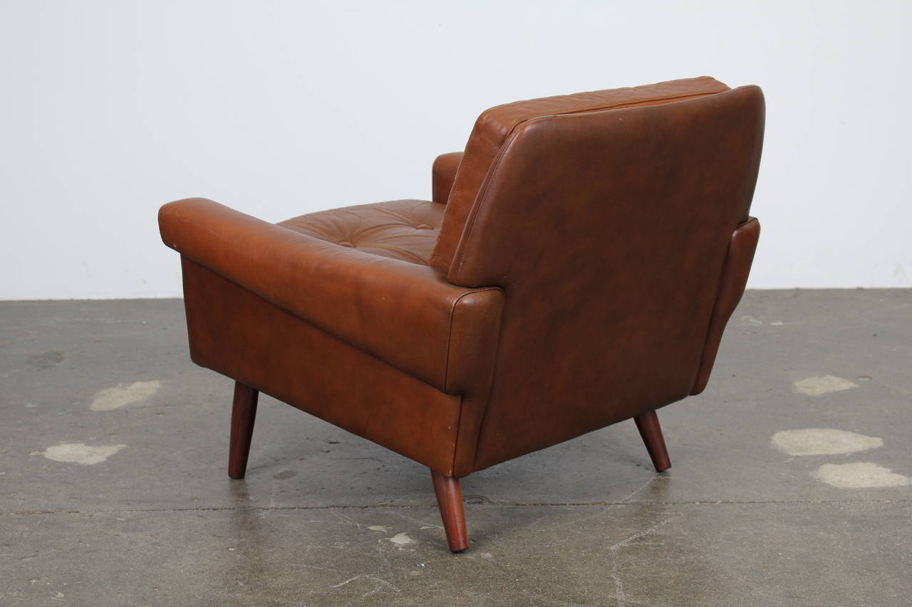 Danish Modern Brown Leather Chair by Skipper Mobler In Good Condition In North Hollywood, CA