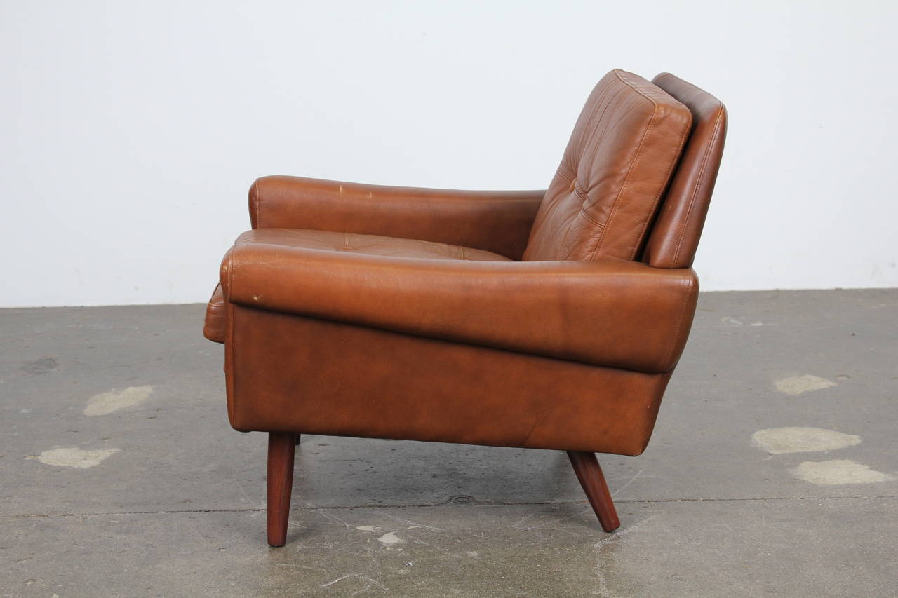 Mid-20th Century Danish Modern Brown Leather Chair by Skipper Mobler