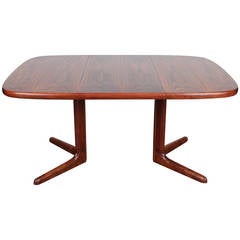 Danish rosewood rounded corner pedestal base dining table