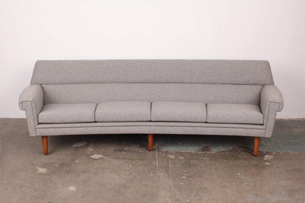 Mid-20th Century Danish mid century modern curved 4 seat sofa